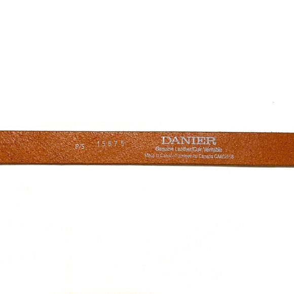 Danier Cognac Leather Belt Brass Buckle Women’s S Classic - Picture 9 of 12